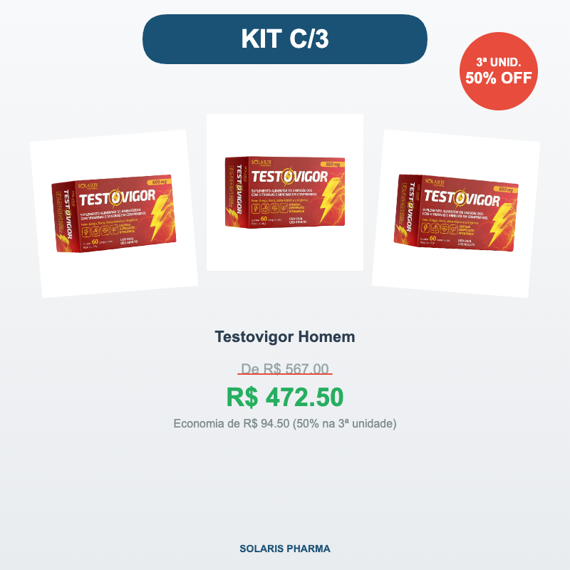 Kit c/3 Testovigor Homem — 60 Comprimidos